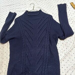 Olive & Oak Dark Navy Cable Mock Turtleneck Sweater